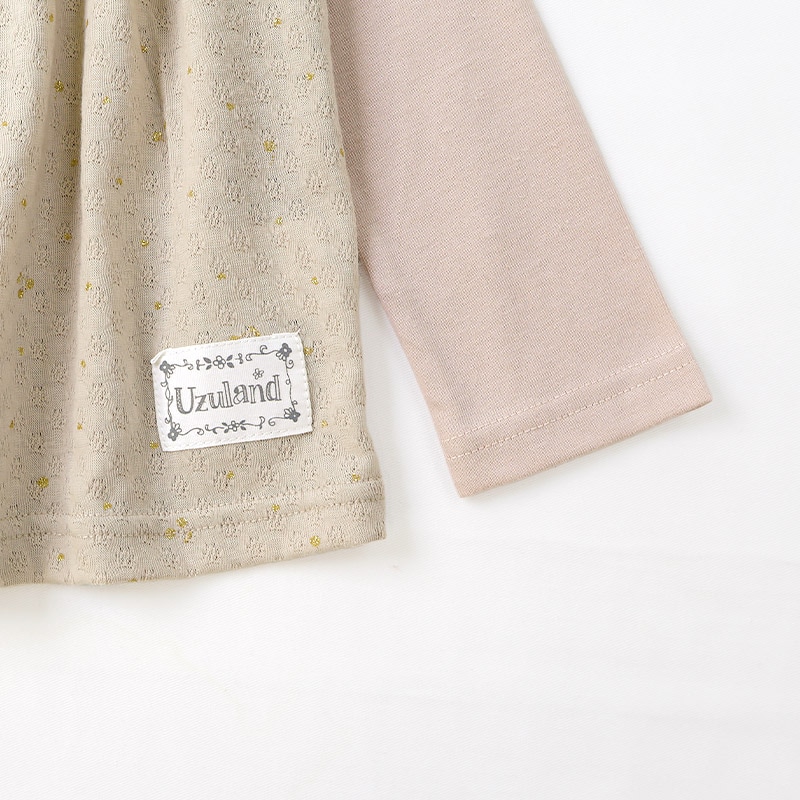 ラメきらめく キャミ重ね着風Tシャツ|80-130cm【 Uzuland ウズランド 】