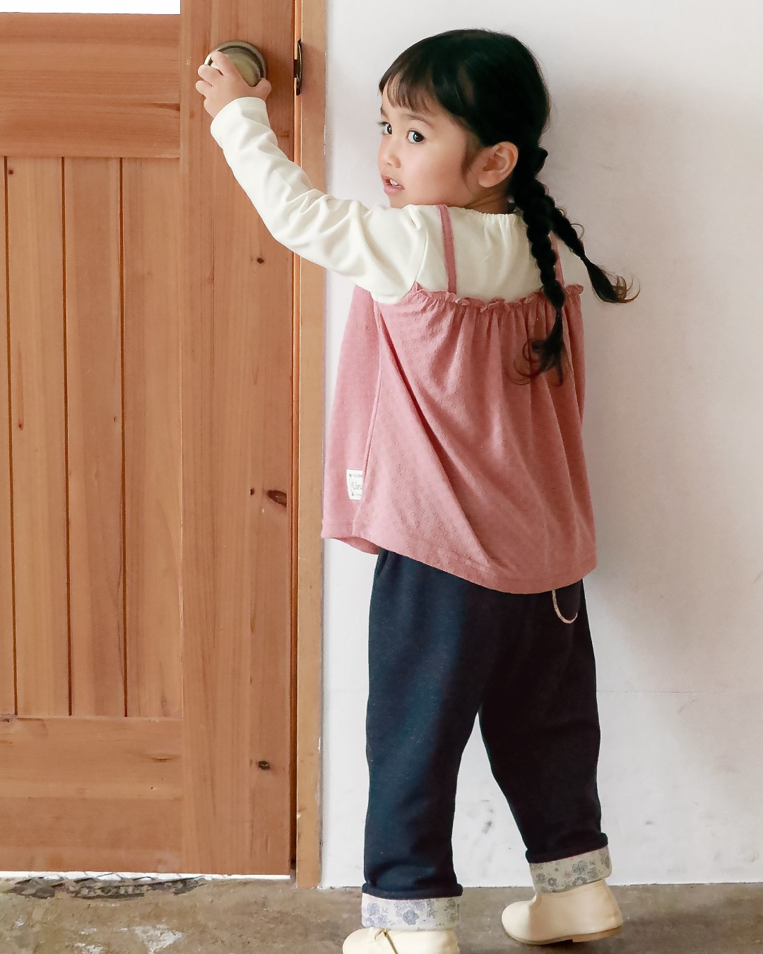 ラメきらめく キャミ重ね着風Tシャツ|80-130cm【 Uzuland ウズランド 】