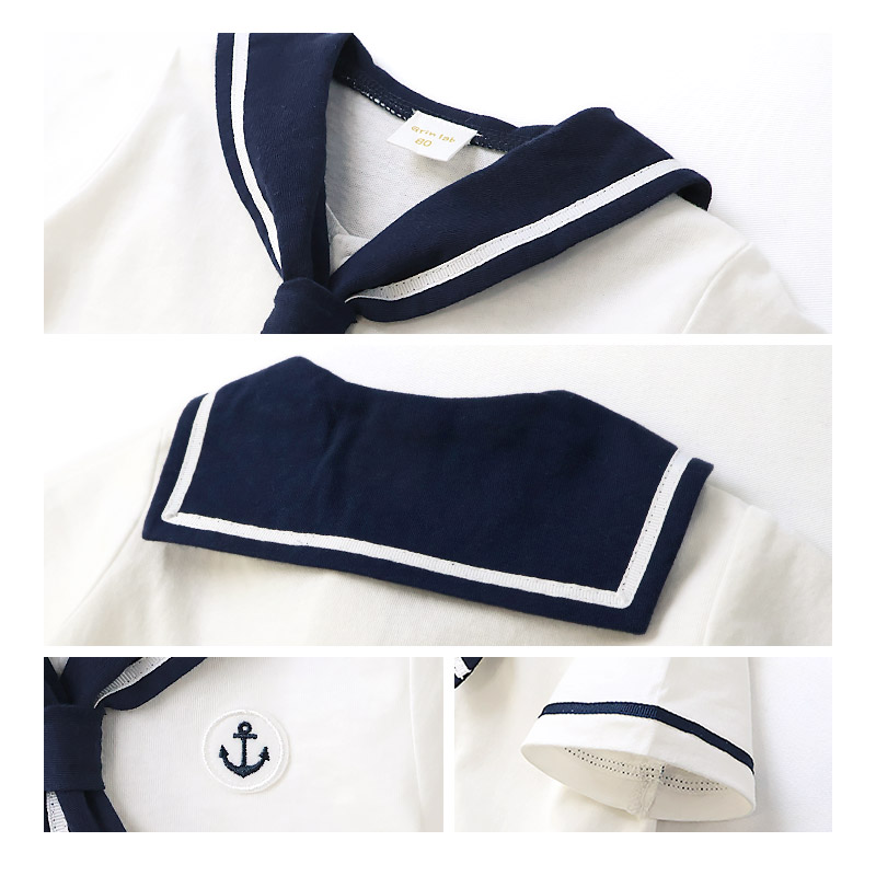 ベビー服 ロンパース 半袖 カバーオール 綿100% コットン100% マリンテイスト セーラー 【GrinLab グリンラボ】 赤ちゃん 男の子 女の子 男児 女児 ベビー 70 80 快適 伸びる 伸縮 おしゃれ オシャレ ギフト プレゼント 出産祝い 出産内祝い 贈り物 ベビーギフト