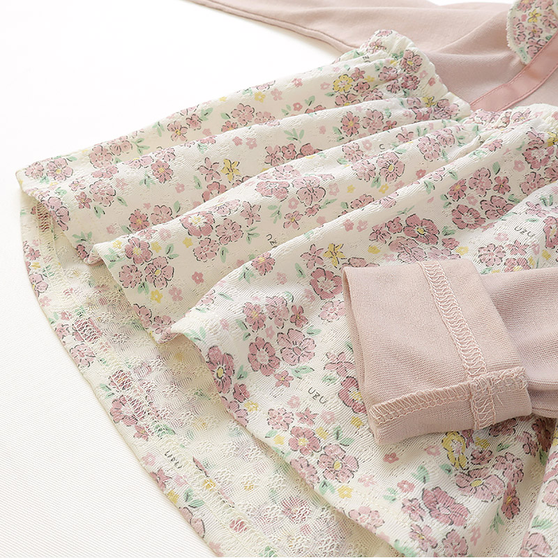 ふんわり花柄フリル重ね着風トップス|80-130cm【 Uzuland ウズランド 】