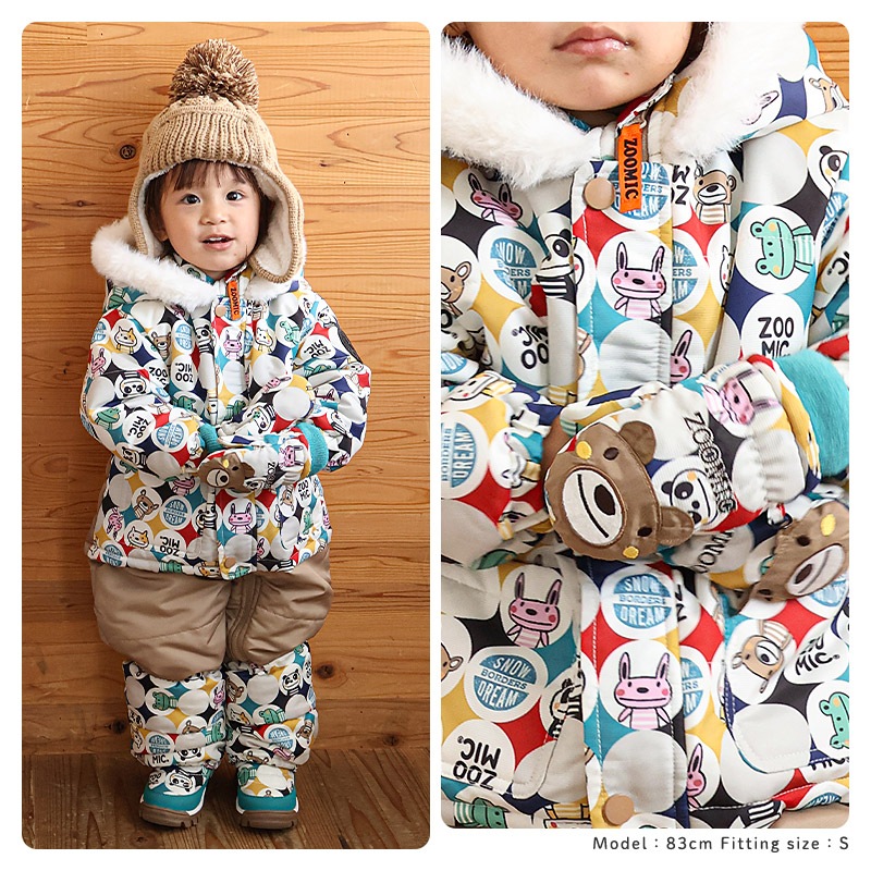 キッズ ベビー スノーグローブ 中綿入り 撥水加工 男の子 女の子 手袋 スキーグローブ スキー手袋 ミトン ZOOMIC UZULAND アニマル 動物 ネコ 猫 チェック ペイント N-3B ミリタリー 花柄 アメコミ風 無地 雪遊び 外遊び 防寒 冬 1歳 2歳 3歳 4歳 通園 通学 幼稚園 保育園