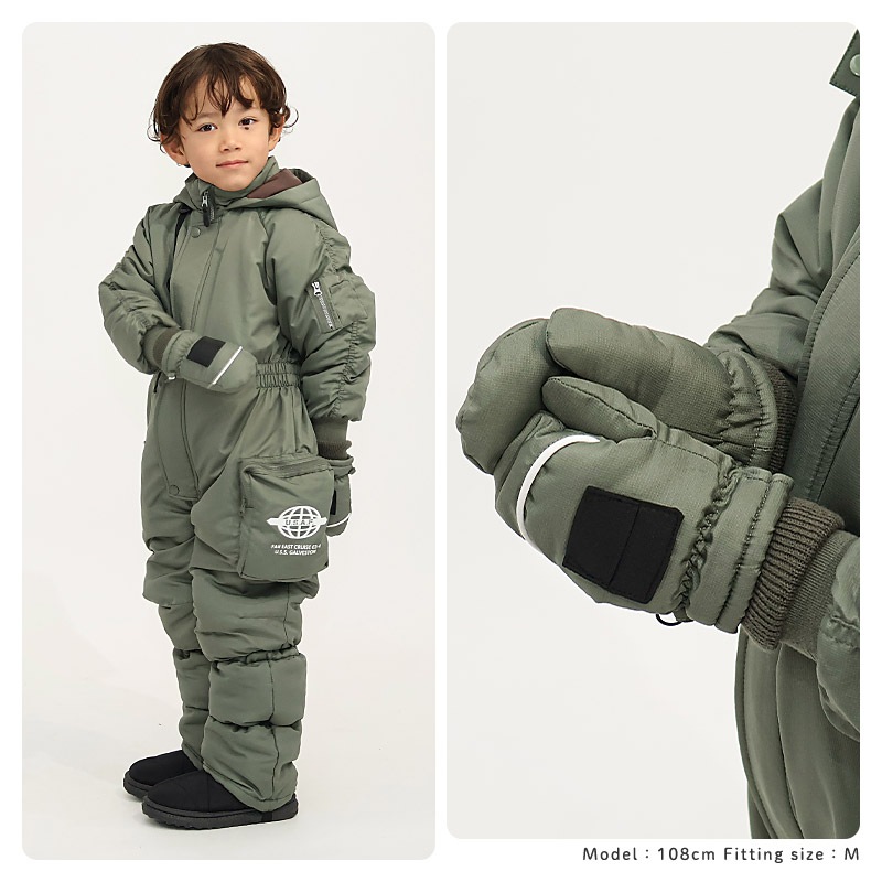 キッズ ベビー スノーグローブ 中綿入り 撥水加工 男の子 女の子 手袋 スキーグローブ スキー手袋 ミトン ZOOMIC UZULAND アニマル 動物 ネコ 猫 チェック ペイント N-3B ミリタリー 花柄 アメコミ風 無地 雪遊び 外遊び 防寒 冬 1歳 2歳 3歳 4歳 通園 通学 幼稚園 保育園