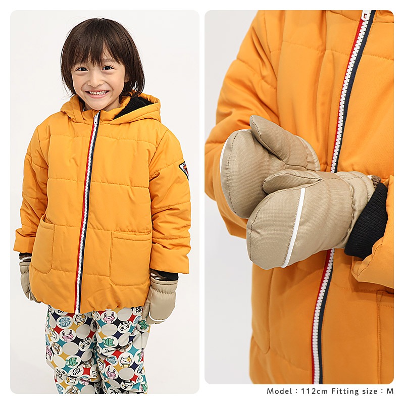 キッズ ベビー スノーグローブ 中綿入り 撥水加工 男の子 女の子 手袋 スキーグローブ スキー手袋 ミトン ZOOMIC UZULAND アニマル 動物 ネコ 猫 チェック ペイント N-3B ミリタリー 花柄 アメコミ風 無地 雪遊び 外遊び 防寒 冬 1歳 2歳 3歳 4歳 通園 通学 幼稚園 保育園