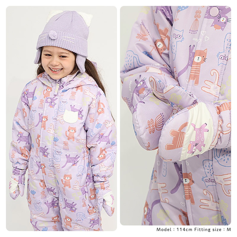 キッズ ベビー スノーグローブ 中綿入り 撥水加工 男の子 女の子 手袋 スキーグローブ スキー手袋 ミトン ZOOMIC UZULAND アニマル 動物 ネコ 猫 チェック ペイント N-3B ミリタリー 花柄 アメコミ風 無地 雪遊び 外遊び 防寒 冬 1歳 2歳 3歳 4歳 通園 通学 幼稚園 保育園