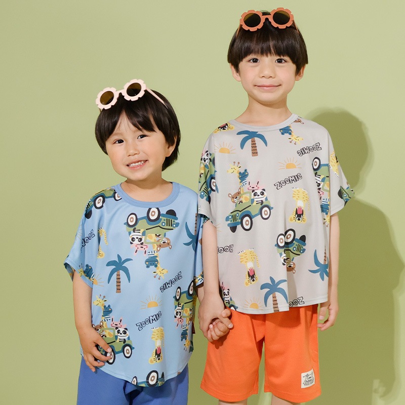 サファリ探検総柄トップス＆天竺パンツ上下セット【ZOOMICズーミック】｜80-130cm