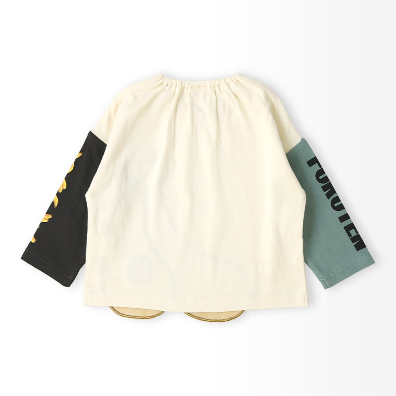 キッズ ロンT Tシャツ 長袖 プリント 袖プリント ベビー トップス 男の子 女の子【フルーツ天国】 カットソー ティーシャツ 天竺 バナナ くだもの 果物 フルーツ 切替 かわいい 可愛い 80 90 95 100 110 120 130