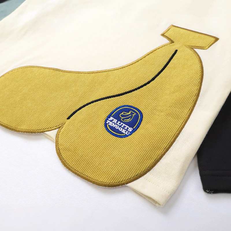 キッズ ロンT Tシャツ 長袖 プリント 袖プリント ベビー トップス 男の子 女の子【フルーツ天国】 カットソー ティーシャツ 天竺 バナナ くだもの 果物 フルーツ 切替 かわいい 可愛い 80 90 95 100 110 120 130