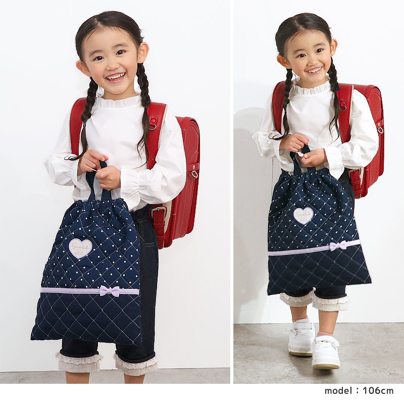 【送料無料】 キルティング持ち手付き巾着バッグ