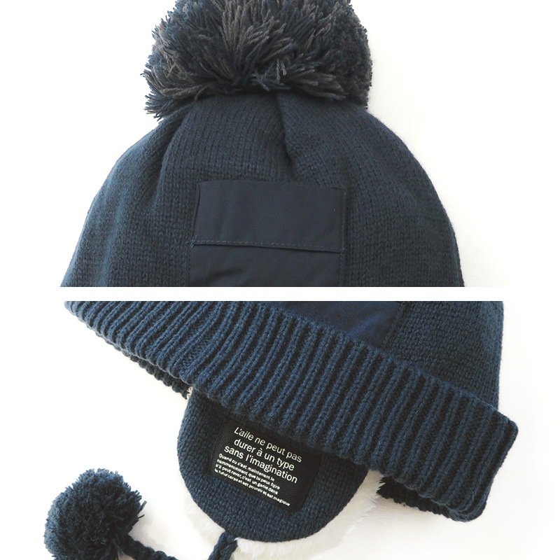 ニット帽 キッズ ニットキャップ 男の子 子供用 帽子 （ 50-54cm ） ポンポン 防寒 子供帽子 耳当て ボンボン ロゴ ダイナソー 迷彩 キャップ 【 GrinLab グリンラボ 】 子供 ベビー 冬 暖かい オシャレ かわいい 雪 スノー スケート おでかけ 