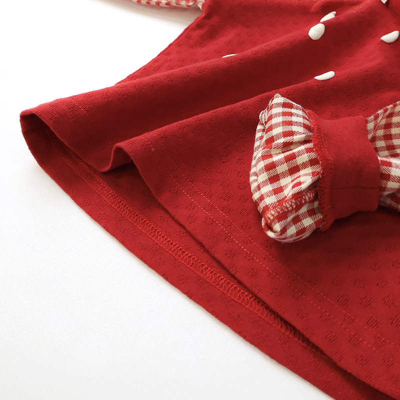 ガールズ ロンT Tシャツ 長袖 プリント 袖チェック キッズ ベビー トップス 男の子 女の子【フルーツ天国】 カットソー ティーシャツ 天竺 苺 いちご イチゴ くだもの 果物 フルーツ 切替 かわいい 可愛い 80 90 95 100 110 120 130