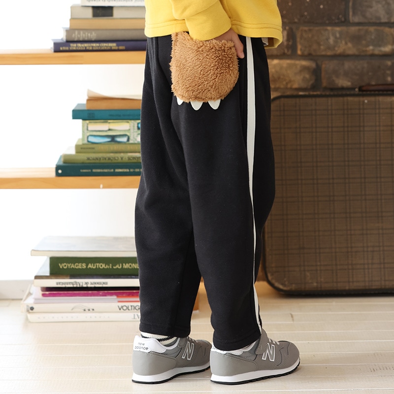 キッズ ロングパンツ 10分丈 裏起毛 起毛あり 長ズボン 男の子 女の子 切替 動物 アニマル くま パンダ バックポケット ( 80-130cm )【 ZOOMIC ズーミック 】 ベビー ズボン 伸縮 ライン ストレッチ スウェット ロゴ キャラクター 80cm 90cm 95cm 100cm 110cm 120cm 130cm