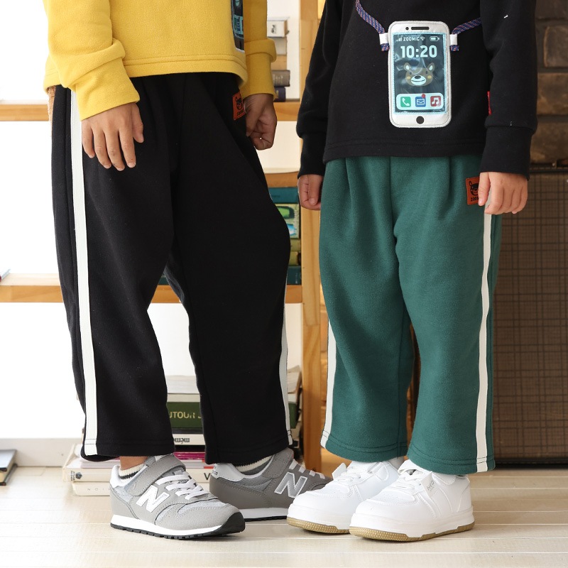 キッズ ロングパンツ 10分丈 裏起毛 起毛あり 長ズボン 男の子 女の子 切替 動物 アニマル くま パンダ バックポケット ( 80-130cm )【 ZOOMIC ズーミック 】 ベビー ズボン 伸縮 ライン ストレッチ スウェット ロゴ キャラクター 80cm 90cm 95cm 100cm 110cm 120cm 130cm