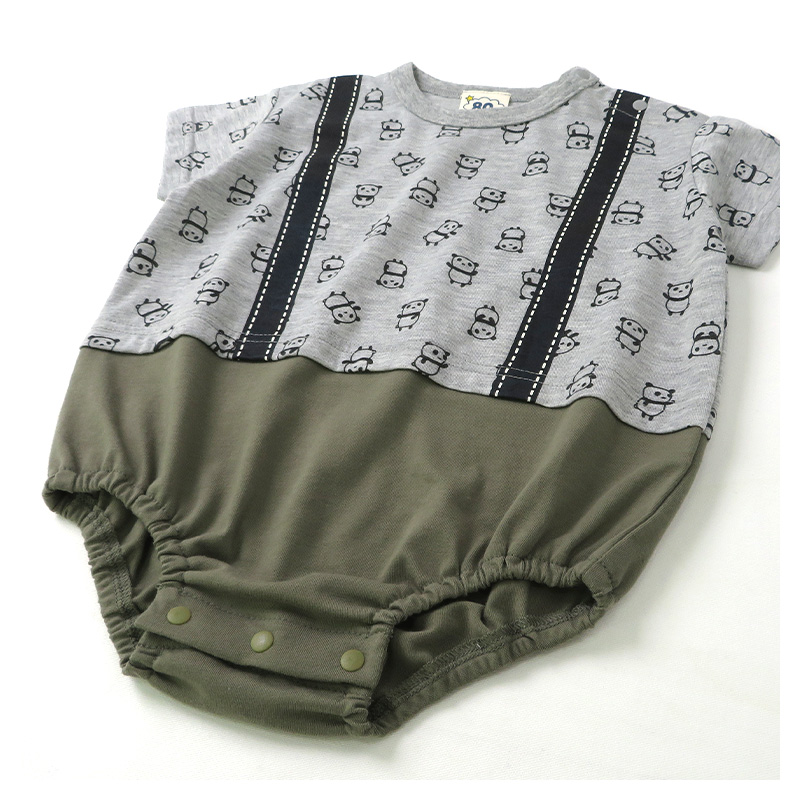 ロンパース 半袖 だるまロンパース 肌着 男の子 女の子 ( 70-80cm ) 【 GrinLab グリンラボ 】 夏服 ベビー服 だるまオール 天竺 くま パンダ 動物 虹 ピンク ラベンダー グリーン プリント 赤ちゃん 新生児 ベビー 70cm 80cm ギフト プレゼント 出産祝い