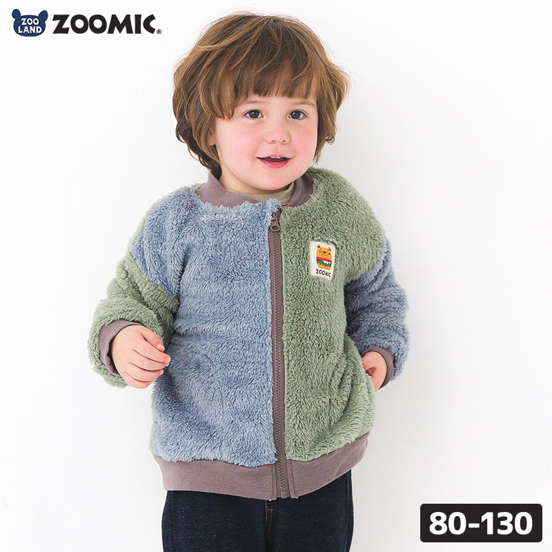 キッズ フリース ジャケット 長袖 男の子 アウター グリーン ( 80-130cm )【 ZOOMIC ズーミック 】 子供服 ベビー服 ジップ ブルゾン コート プリント かわいい かっこいい キャラクター 80cm 90cm 95cm 100cm 110cm 120cm 130cm