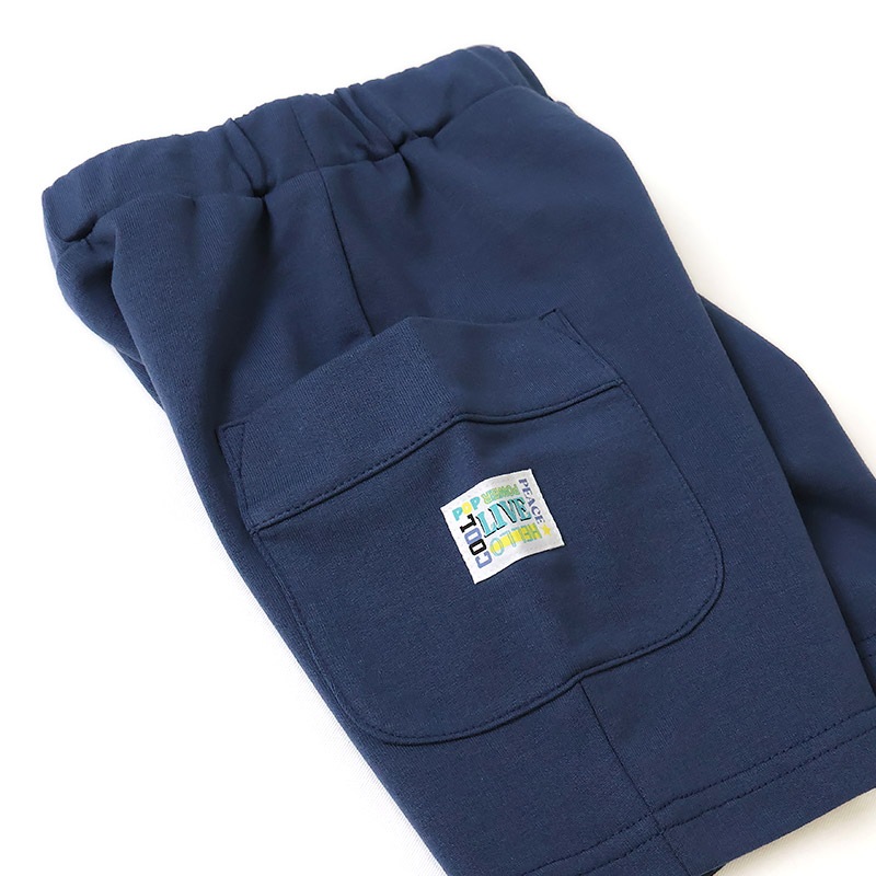 キッズ 5分丈パンツ ハーフパンツ 男の子 女の子 イージーパンツ 【GrinLab グリンラボ】 ベビー ストレッチ ズボン ボトムス 短パン 涼しい ミニ裏毛 無地 伸縮 ウエストゴム ポケット付き 大容量 外遊び アウトドア 男児 女児 80 90 95 100 110 120 130