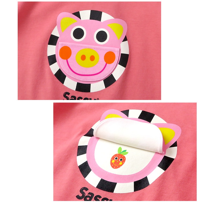 トップス サッシー 綿100％ 半袖 Tシャツ ( 80-95cm )【 Sassy 】 子供服 赤ちゃん キッズ ベビー コットン 男の子 女の子 カラフル かわいい キャラクター 新生児 出産準備 出産祝い ギフト プレゼント 80cm 90cm 95cm 