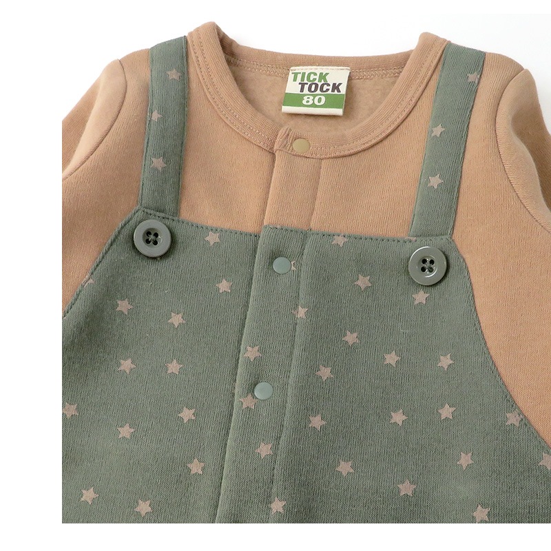 ベビー カバーオール 長袖 ロンパース 裏起毛 男の子 星 ドット