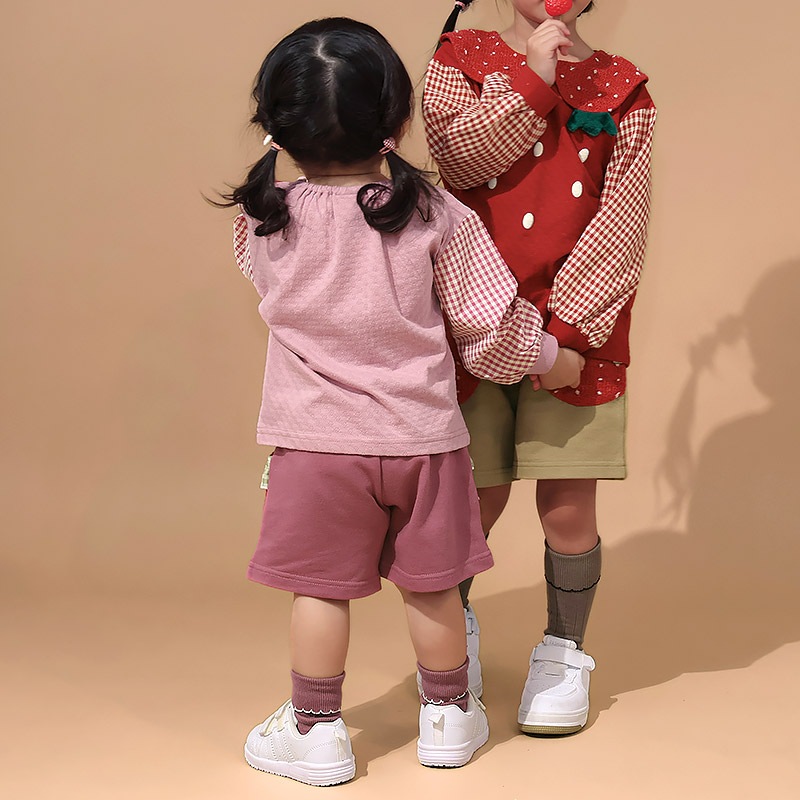 ガールズ キュロット パンツ 女の子 ショートパンツ ハーフパンツ ミニ裏毛 裏起毛なし【フルーツ天国】 キッズ ベビー スウェット ニットポケット 水玉 ウエストゴム カジュアル 苺 いちご イチゴ 赤 レッド ベージュ 可愛い かわいい 80 90 95 100 110 120 130