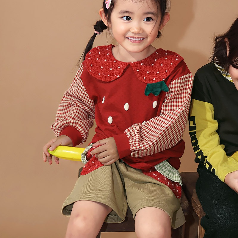 ガールズ キュロット パンツ 女の子 ショートパンツ ハーフパンツ ミニ裏毛 裏起毛なし【フルーツ天国】 キッズ ベビー スウェット ニットポケット 水玉 ウエストゴム カジュアル 苺 いちご イチゴ 赤 レッド ベージュ 可愛い かわいい 80 90 95 100 110 120 130