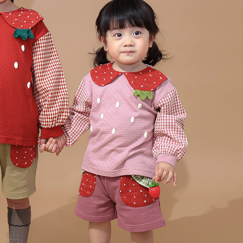 ガールズ キュロット パンツ 女の子 ショートパンツ ハーフパンツ ミニ裏毛 裏起毛なし【フルーツ天国】 キッズ ベビー スウェット ニットポケット 水玉 ウエストゴム カジュアル 苺 いちご イチゴ 赤 レッド ベージュ 可愛い かわいい 80 90 95 100 110 120 130