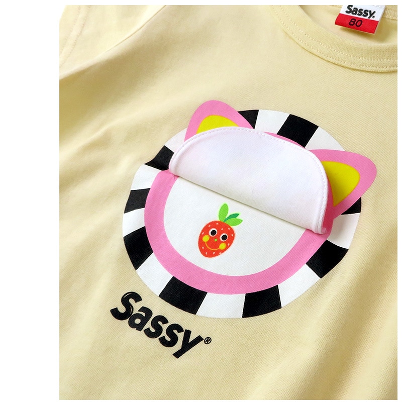 サッシー 綿100％ 半袖 だるまロンパース ( 70-80cm )【 Sassy 】 子供服 キッズ 赤ちゃん ベビーウェア ベビー服 コットン ロンパース カバーオール 男の子 女の子 かわいい キャラクター ギフト プレゼント 70cm 80cm 