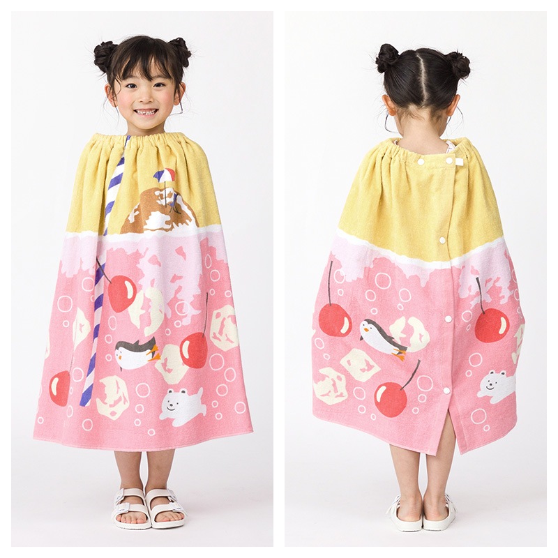 【送料無料】 ラップタオル 女の子 70cm 綿100％ ネームタグ付 日焼け対策 巻きタオル まきタオル 水着用品 プールタオル スイカ アニマル 動物 おもちゃ イチゴ メロン クリームソーダ フルーツ キッズ 子供 着替え お風呂 スイミング 海水浴 夏 水遊び お名前タグ