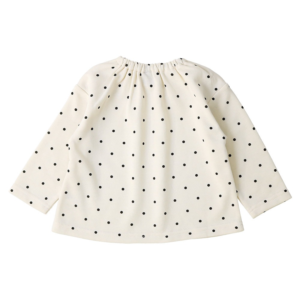ガールズ トレーナー 裏毛 襟付き ドット 水玉 起毛なし 長袖 スウェット 女の子 プリント 【 GrinLab グリンラボ 】 ガーリー トップス カットソー ロンT インナー 衿付き ベビー アイボリー ラベンダー 白 紫 総柄 80 90 95 100 110 120 130
