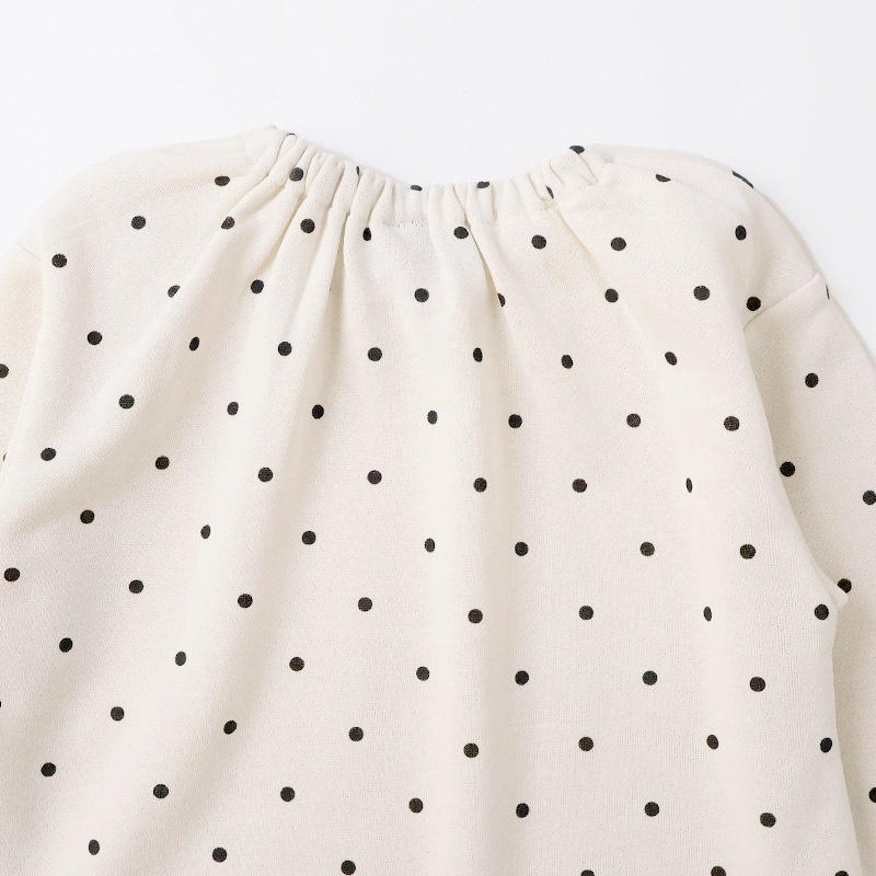 ガールズ トレーナー 裏毛 襟付き ドット 水玉 起毛なし 長袖 スウェット 女の子 プリント 【 GrinLab グリンラボ 】 ガーリー トップス カットソー ロンT インナー 衿付き ベビー アイボリー ラベンダー 白 紫 総柄 80 90 95 100 110 120 130