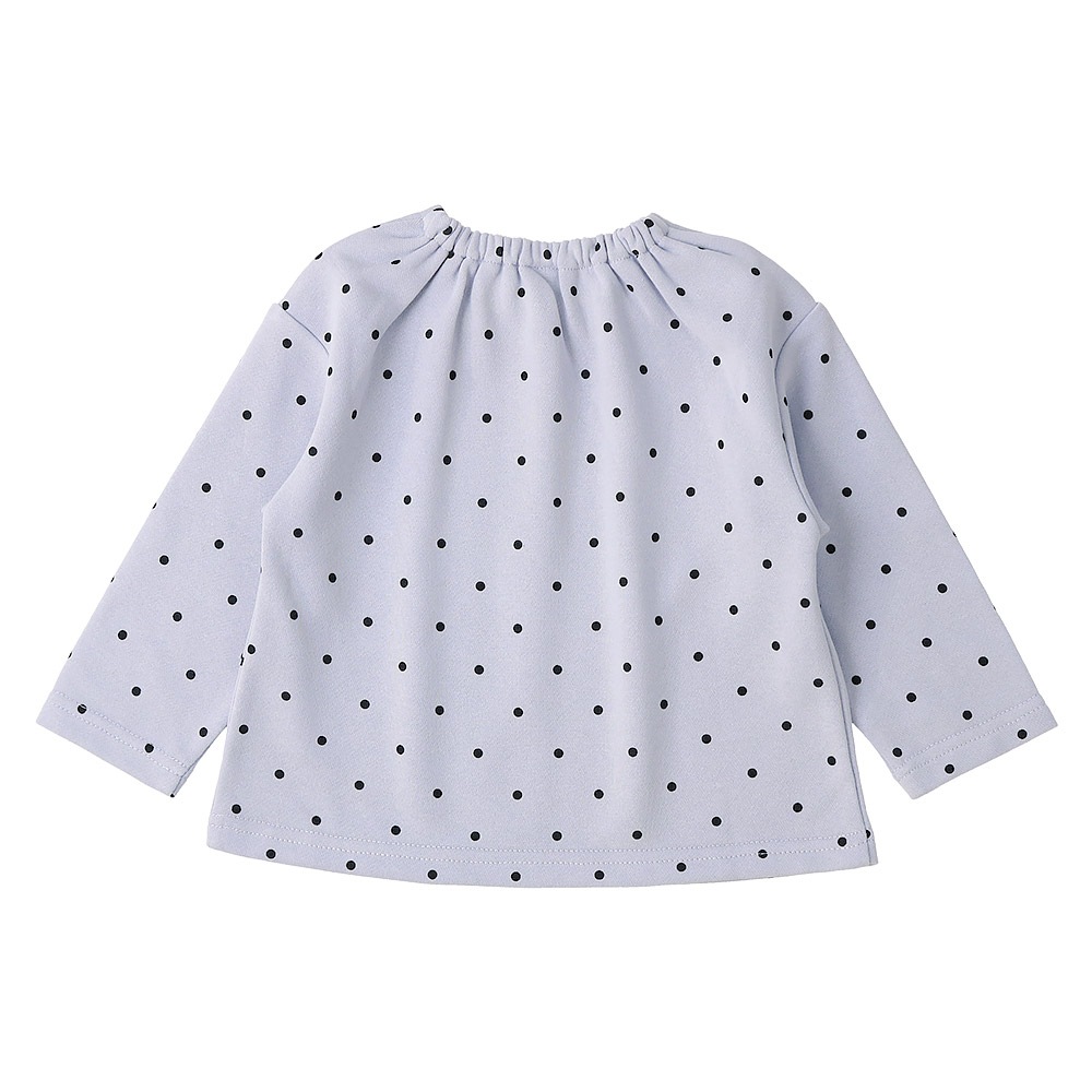 ガールズ トレーナー 裏毛 襟付き ドット 水玉 起毛なし 長袖 スウェット 女の子 プリント 【 GrinLab グリンラボ 】 ガーリー トップス カットソー ロンT インナー 衿付き ベビー アイボリー ラベンダー 白 紫 総柄 80 90 95 100 110 120 130