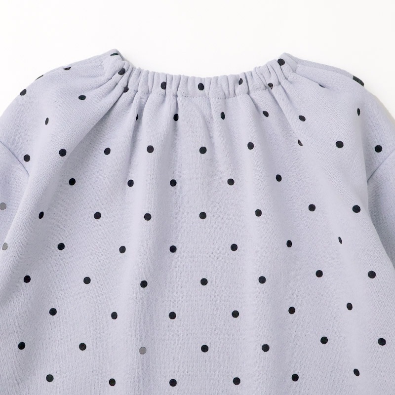 ガールズ トレーナー 裏毛 襟付き ドット 水玉 起毛なし 長袖 スウェット 女の子 プリント 【 GrinLab グリンラボ 】 ガーリー トップス カットソー ロンT インナー 衿付き ベビー アイボリー ラベンダー 白 紫 総柄 80 90 95 100 110 120 130