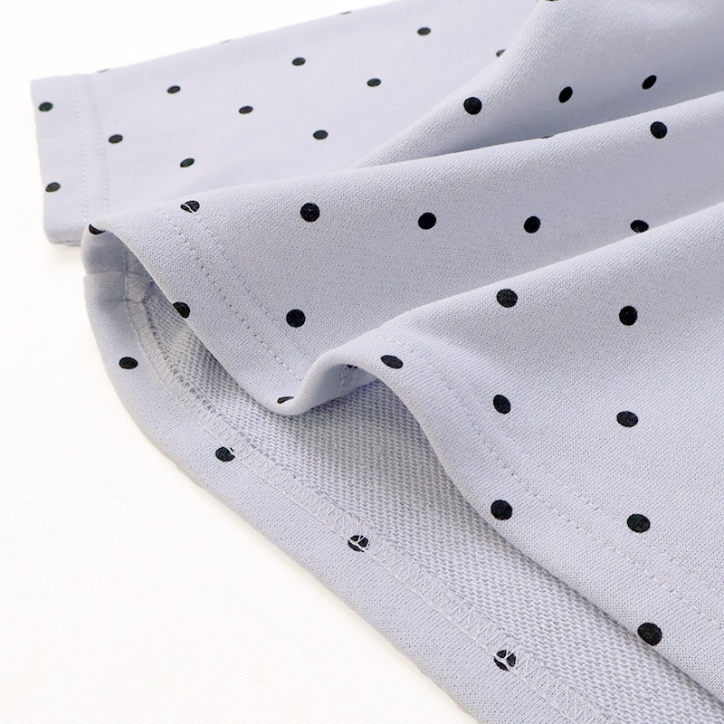 ガールズ トレーナー 裏毛 襟付き ドット 水玉 起毛なし 長袖 スウェット 女の子 プリント 【 GrinLab グリンラボ 】 ガーリー トップス カットソー ロンT インナー 衿付き ベビー アイボリー ラベンダー 白 紫 総柄 80 90 95 100 110 120 130