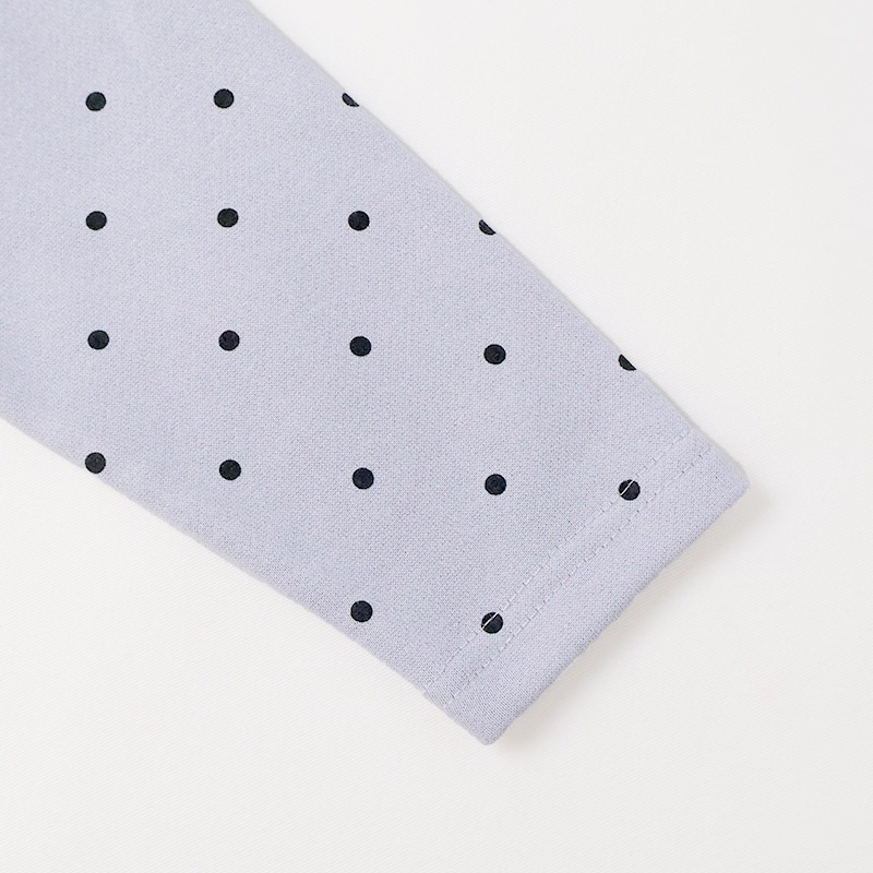 ガールズ トレーナー 裏毛 襟付き ドット 水玉 起毛なし 長袖 スウェット 女の子 プリント 【 GrinLab グリンラボ 】 ガーリー トップス カットソー ロンT インナー 衿付き ベビー アイボリー ラベンダー 白 紫 総柄 80 90 95 100 110 120 130