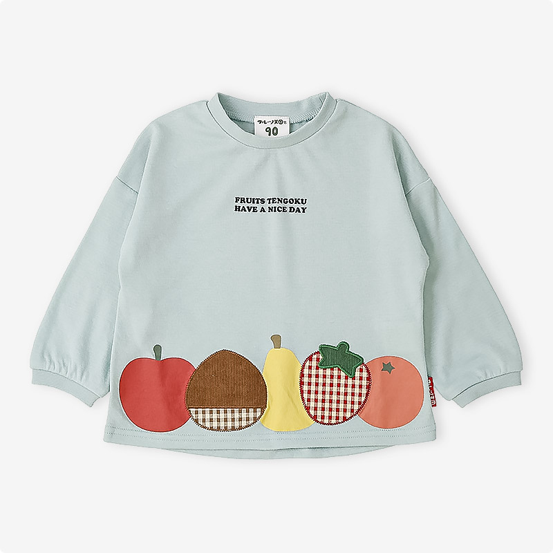 フルーツアップリケ長袖Tシャツ|80-130cm 【 フルーツ天国 】