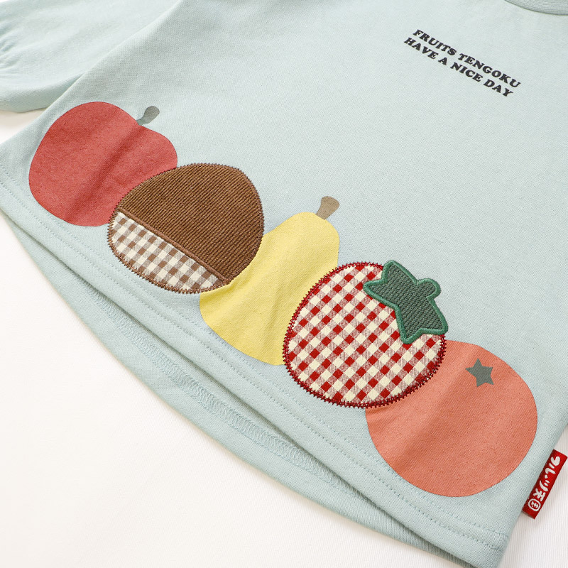フルーツアップリケ長袖Tシャツ|80-130cm 【 フルーツ天国 】