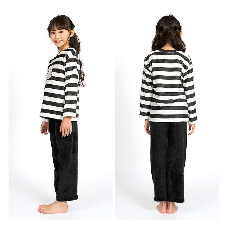 オバケーヌ ルームウェア 長袖パジャマ フリース 女の子 キッズ 上下セット ルームウェア パジャマ 子供服 キャラクター 2点セット カットソー スウェット ロングパンツ ウエストゴム ガールズ 部屋着 120cm 130cm 140cm 150cm 160cm 保温 暖かい ボーダー 総柄 ハロウィン