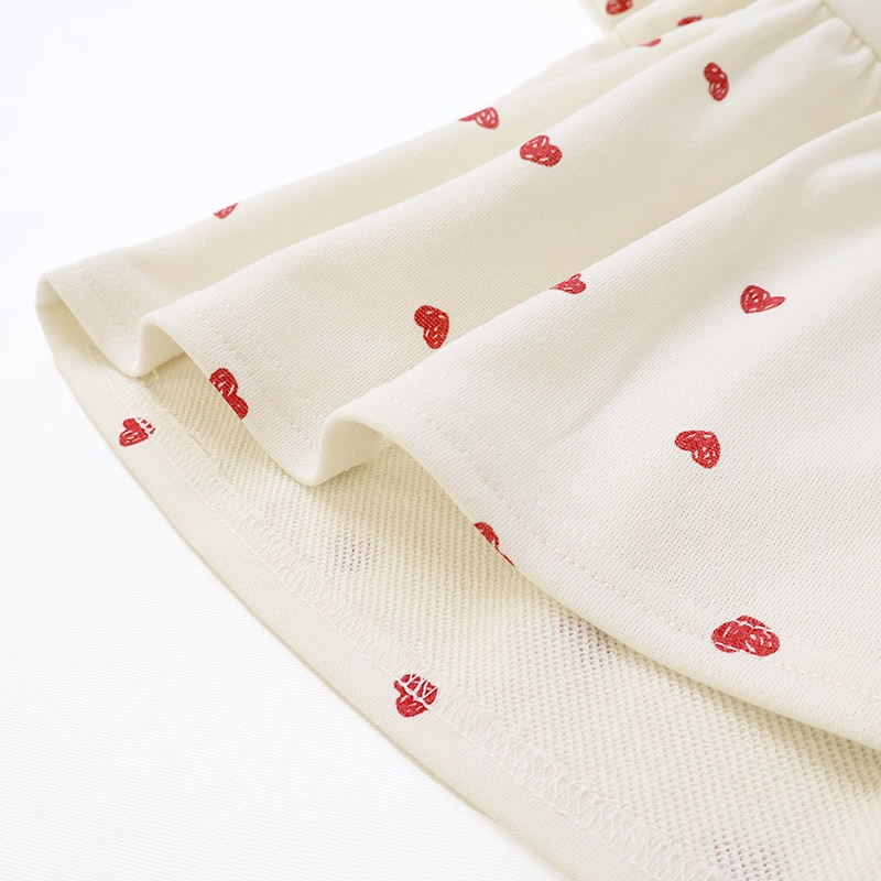 ガールズ トレーナー ペプラム 裏毛 ハート柄 切替 チュニック風 起毛なし 長袖 スウェット 女の子 プリント 【 GrinLab グリンラボ 】 ガーリー トップス カットソー ロンT インナー ベビー アイボリー ブラック 白 黒 総柄 80 90 95 100 110 120 130