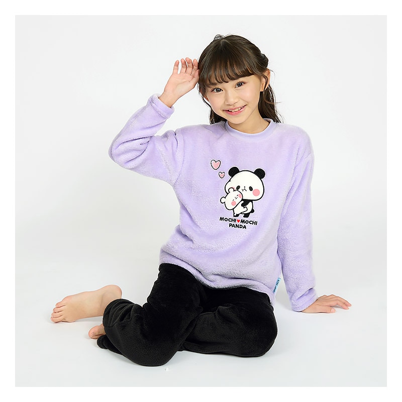 もちもちパンダ ルームウェア 長袖パジャマ フリース 女の子 キッズ 上下セット ルームウェア パジャマ 子供服 キャラクター アニマル 動物 2点セット カットソー スウェット ロングパンツ ウエストゴム ガールズ 部屋着 120cm 130cm 140cm 150cm 160cm 保温 暖かい 総柄