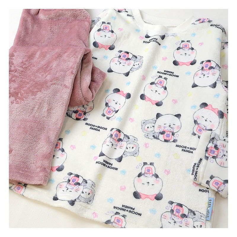 もちもちパンダ ルームウェア 長袖パジャマ フリース 女の子 キッズ 上下セット ルームウェア パジャマ 子供服 キャラクター アニマル 動物 2点セット カットソー スウェット ロングパンツ ウエストゴム ガールズ 部屋着 120cm 130cm 140cm 150cm 160cm 保温 暖かい 総柄