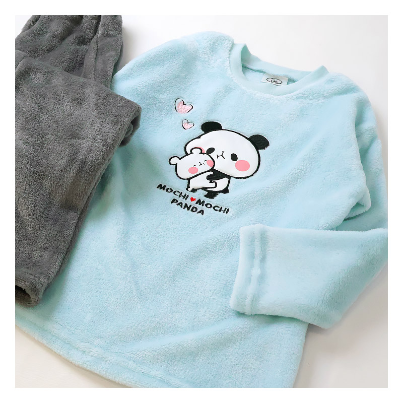 もちもちパンダ ルームウェア 長袖パジャマ フリース 女の子 キッズ 上下セット ルームウェア パジャマ 子供服 キャラクター アニマル 動物 2点セット カットソー スウェット ロングパンツ ウエストゴム ガールズ 部屋着 120cm 130cm 140cm 150cm 160cm 保温 暖かい 総柄