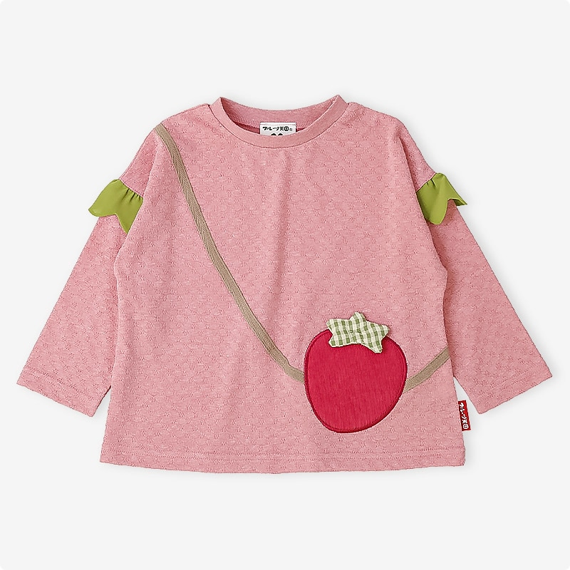 イチゴ/ぶどうのショルダー風長袖Tシャツ｜80-130cm 【 フルーツ天国 】