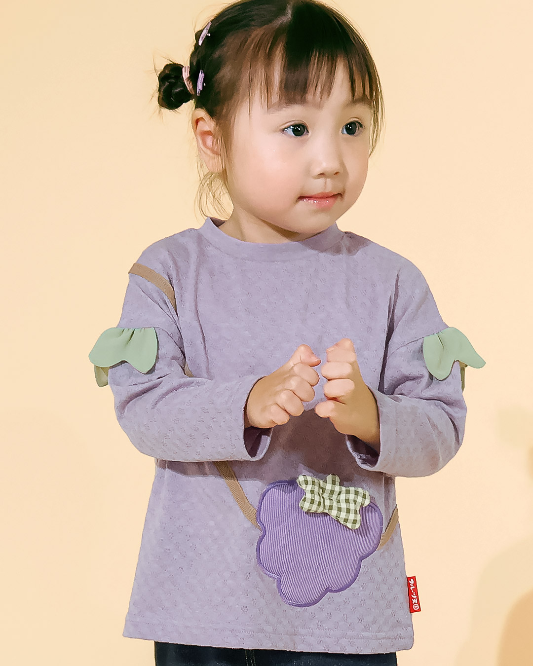 イチゴ/ぶどうのショルダー風長袖Tシャツ｜80-130cm 【 フルーツ天国 】
