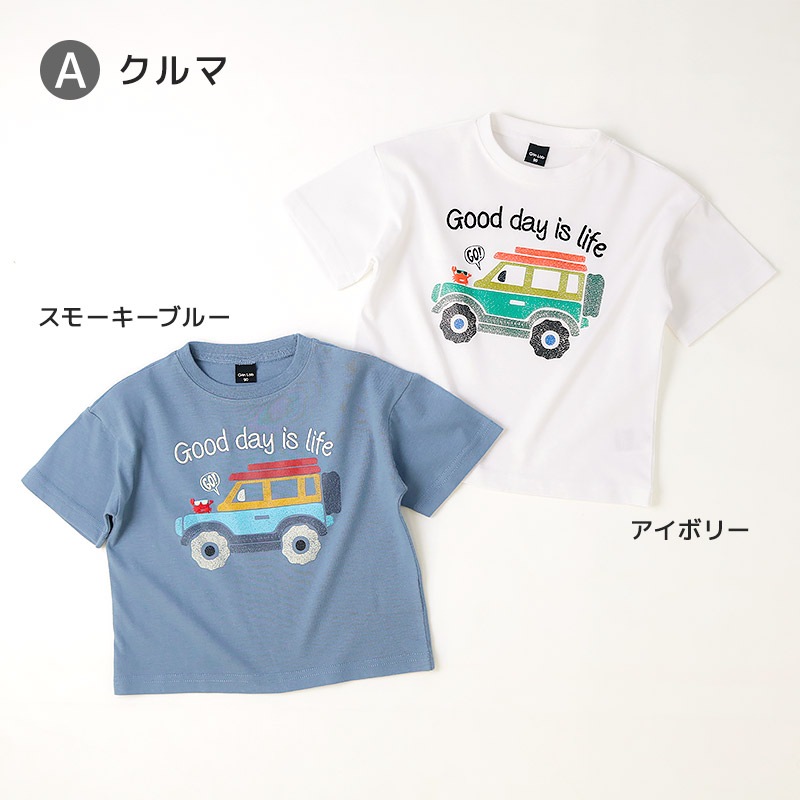 ワイドシルエットデザイン半袖Tシャツ【GrinLab グリンラボ】｜80