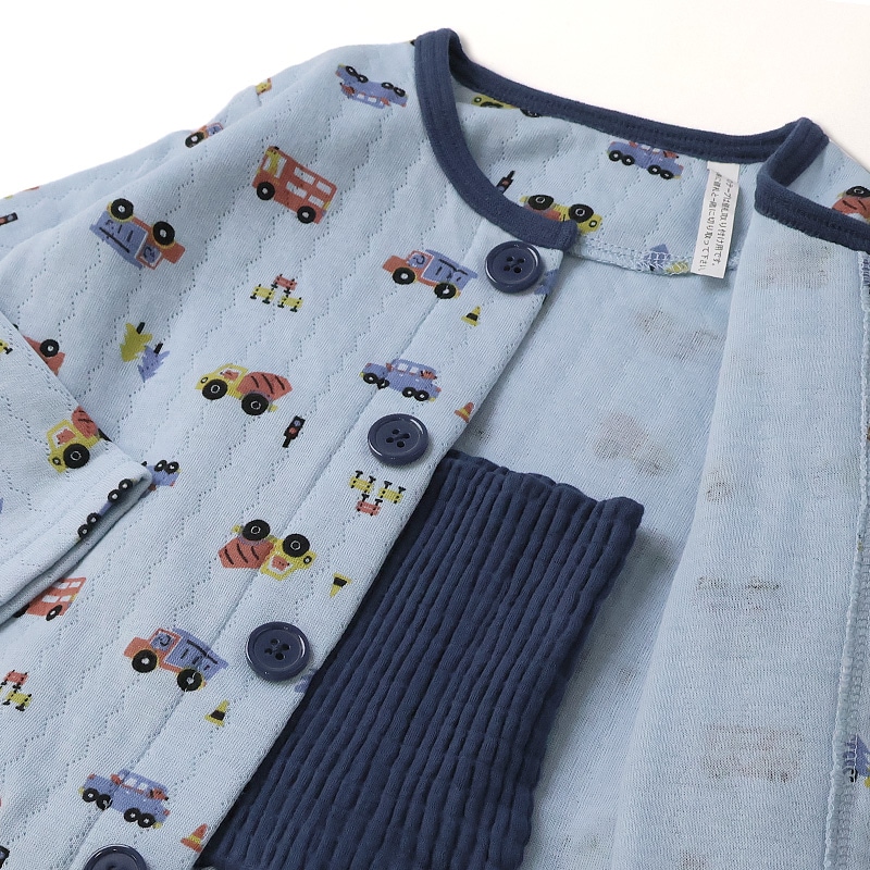 キッズ パジャマ 男の子 上下セット 2点セット 腹巻付 ( 80-130cm )  子供 ベビー セットアップ あったか ソフトキルト 長袖 前開き パンダ 車 くるま 動物 アニマル 春 秋 冬 はらまき 子供服 キルト 赤ちゃん 寝具 ナイトウェア ニットキルト 80 90 95 100 110 120 130