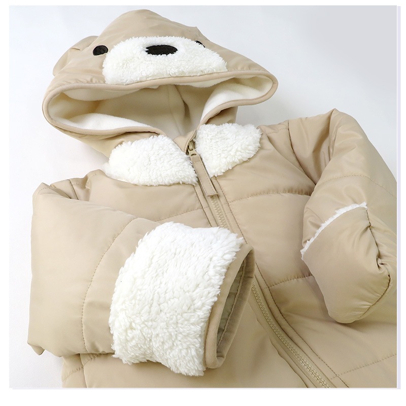 ジャンプスーツ 着ぐるみ おくるみ ベビー 防寒 男の子 女の子 撥水加工 ( 70-90cm )【 ZOOMIC ズーミック 】 フード 耳 アニマル くま 裏起毛 着ぐるみ 防寒着 アウター スキーウェア スノーウェア スノーコンビ キッズ 70cm 80cm 90cm