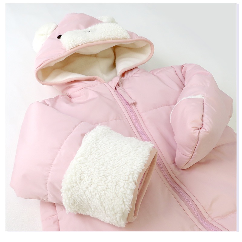 ジャンプスーツ 着ぐるみ おくるみ ベビー 防寒 男の子 女の子 撥水加工 ( 70-90cm )【 ZOOMIC ズーミック 】 フード 耳 アニマル くま 裏起毛 着ぐるみ 防寒着 アウター スキーウェア スノーウェア スノーコンビ キッズ 70cm 80cm 90cm