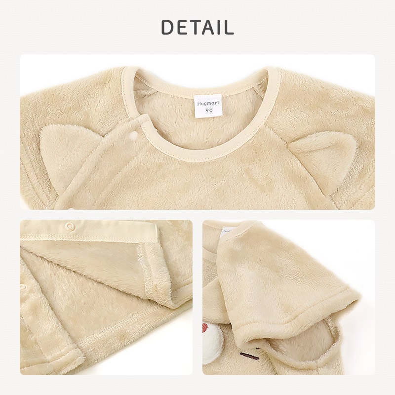 キッズ スリーパー ロングベスト ベビー 男の子 女の子 スーパーマイクロフリース 前開き スナップボタン お着替え簡単 アニマル くま うさぎ ねこ 動物 耳付き 暖かい 防寒 寝具 パジャマ お昼寝 寝間着 マイクロファイバー 80 90 95 100 お祝い ギフト プレゼント