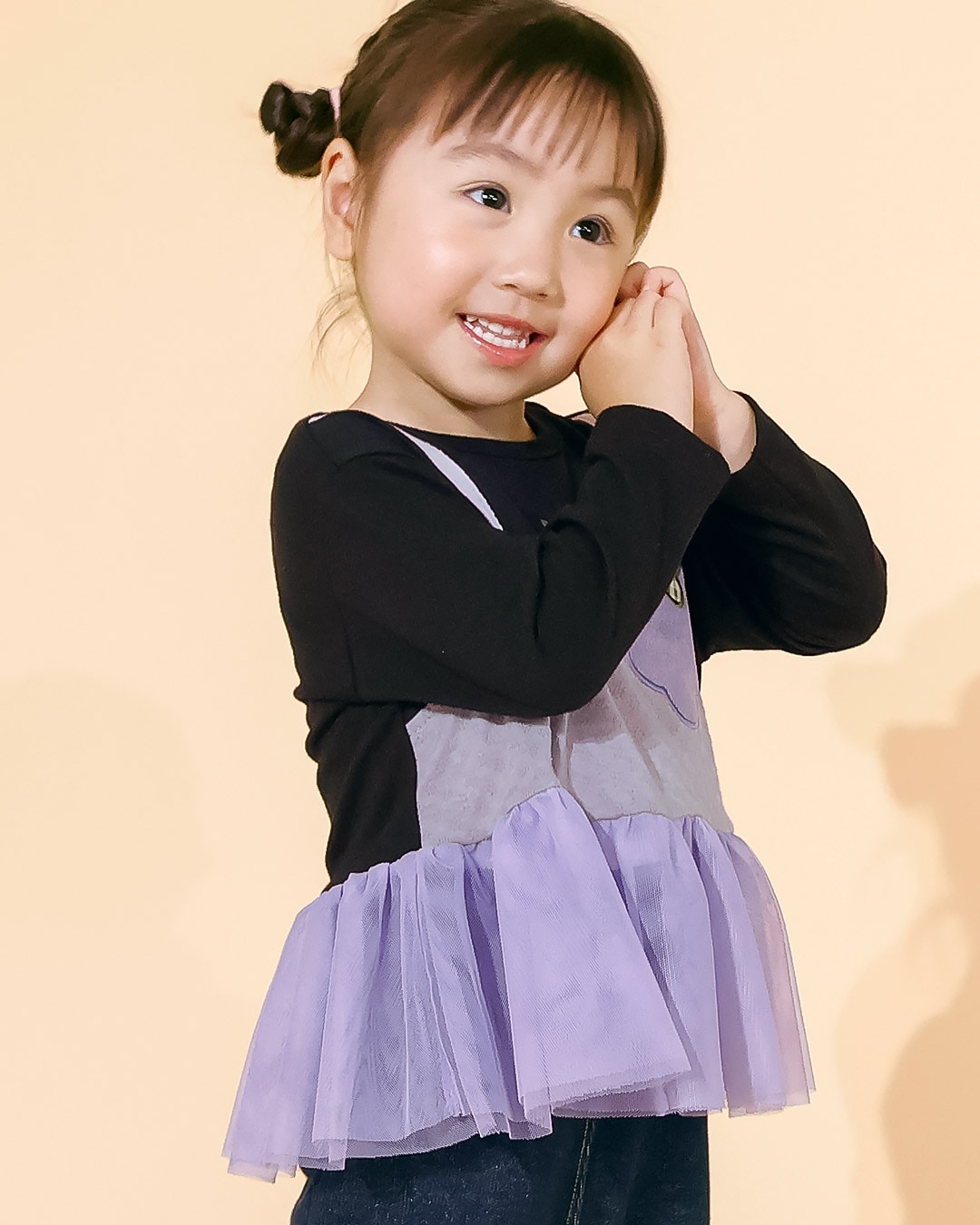 イチゴ/ぶどうの重ね着風チュールTシャツ|80-130cm 【 フルーツ天国 】