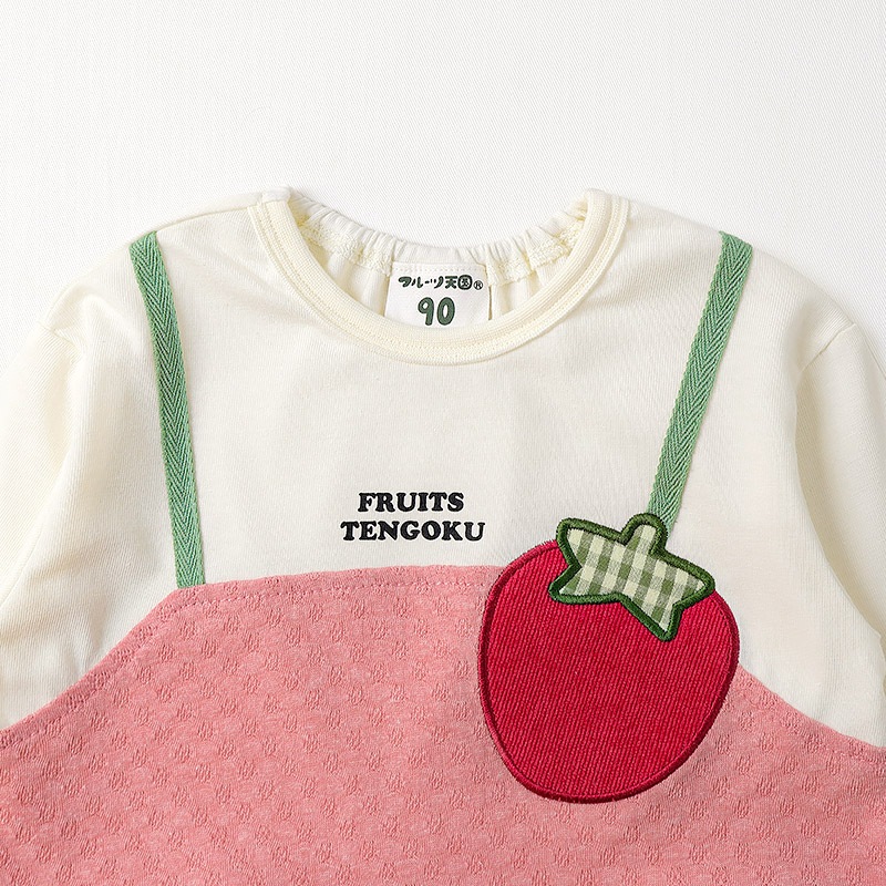 イチゴ/ぶどうの重ね着風チュールTシャツ|80-130cm 【 フルーツ天国 】