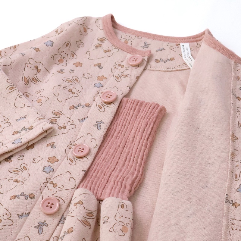 キッズ パジャマ 女の子 腹巻付 上下セット 2点セット ( 80-130cm )  子供 ベビー 寝具 前開き セットアップ あったか ソフトキルト 可愛い 長袖 苺 いちご イチゴ クマ 花 ベビー 冬 くま 動物 フラワー 子供服 こども ルームウェア お昼寝 80 90 95 100 110 120 130