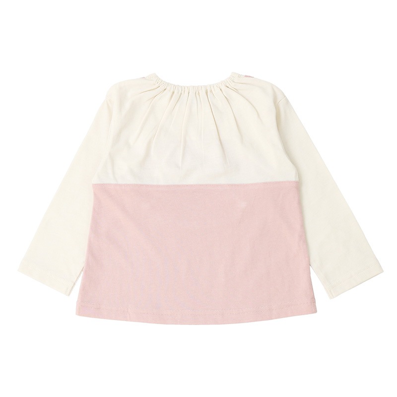 キッズ ロンT トップス ウズラビ ウサギ 切替 長袖 Tシャツ ( 80-130cm )【 UZURABBIT 】 子供服 女の子 キッズ ベビー うさぎ 干支 ピンク くすみ ガーリー かわいい 春 秋 80cm 90cm 95cm 100cm 110cm 120cm 130cm